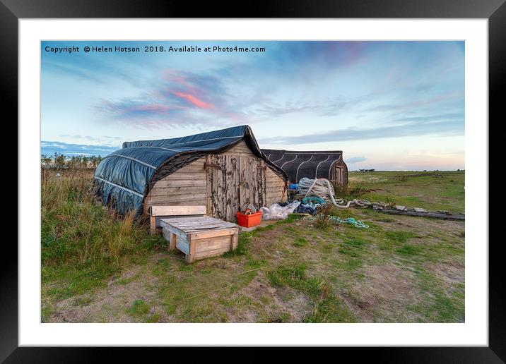 Lindisfarne Boats Framed Mounted Print by Helen Hotson