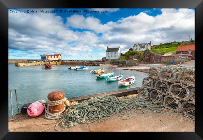 St Abbs Harbour in Scotland Framed Print by Helen Hotson