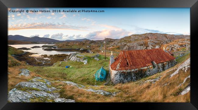 Sunset over Quidnish on the Isle of Harris Framed Print by Helen Hotson