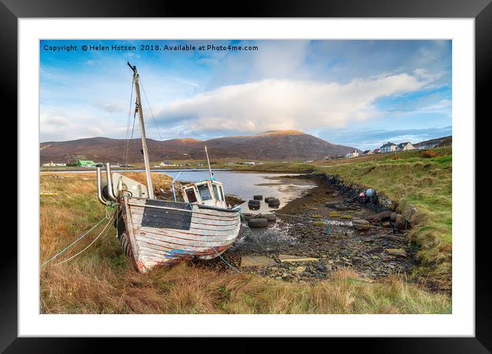 Fishing Boat at Leverburgh Framed Mounted Print by Helen Hotson