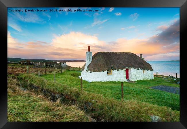 North Uist Cottage Framed Print by Helen Hotson