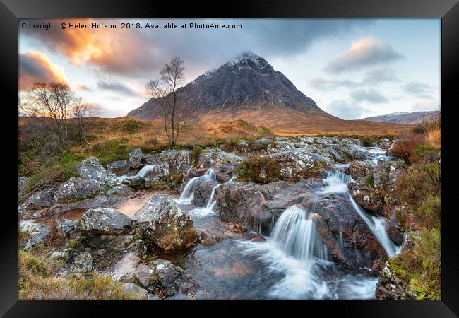 Sunset at Buachaille Etive Mor Framed Print by Helen Hotson