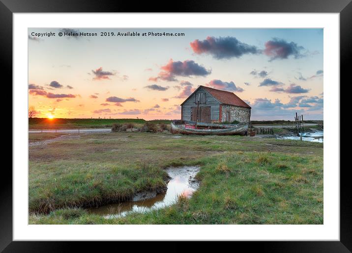 Beautiful Sunset at Thornham Old Harbour Framed Mounted Print by Helen Hotson