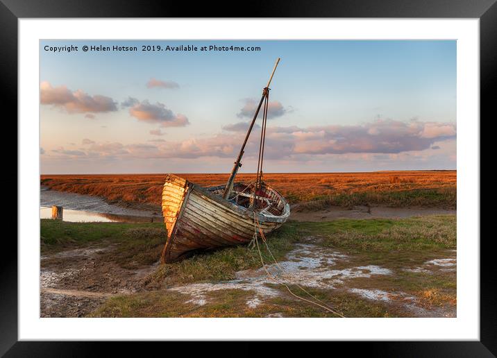 Fishing Boat at Thornham in Norfolk Framed Mounted Print by Helen Hotson