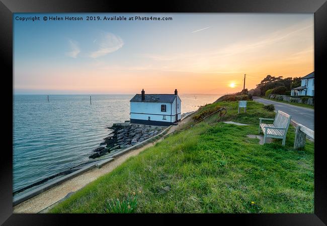 Sunset at Lepe Framed Print by Helen Hotson