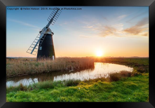 Halvergate Windmill on the Norfolk Broads Framed Print by Helen Hotson