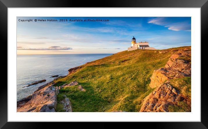 Evening sunshine on the lighthouse at Stoer Head Framed Mounted Print by Helen Hotson
