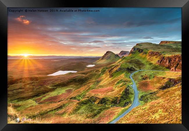 Beautiful Autumn sunrise over the Quiraing Framed Print by Helen Hotson
