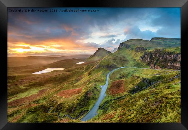 Stunning sunrise over the Quiraing Framed Print by Helen Hotson