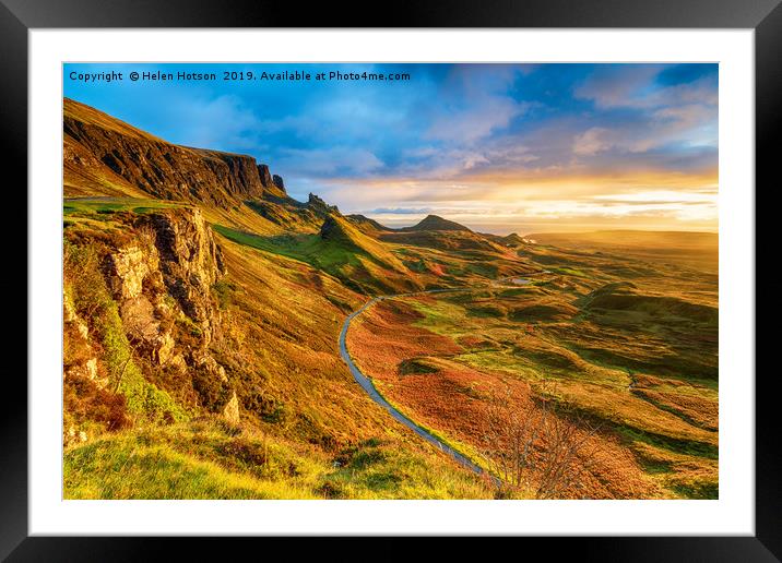 Beautiful sunrise over the Quiraing on the Isle of Framed Mounted Print by Helen Hotson