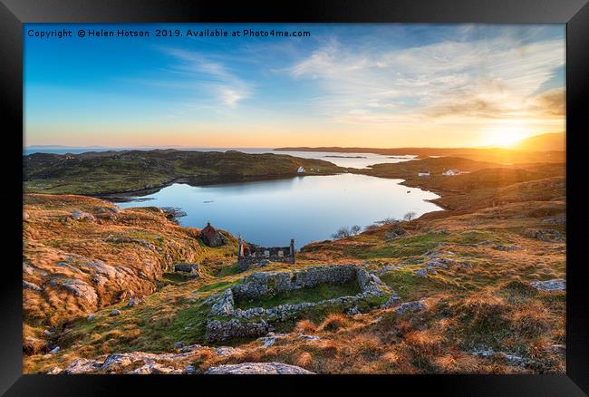Sunset Over Manish on the Isle of Harris Framed Print by Helen Hotson
