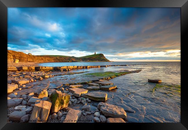 Dramatic sky over Kimmeridge Bay Framed Print by Helen Hotson