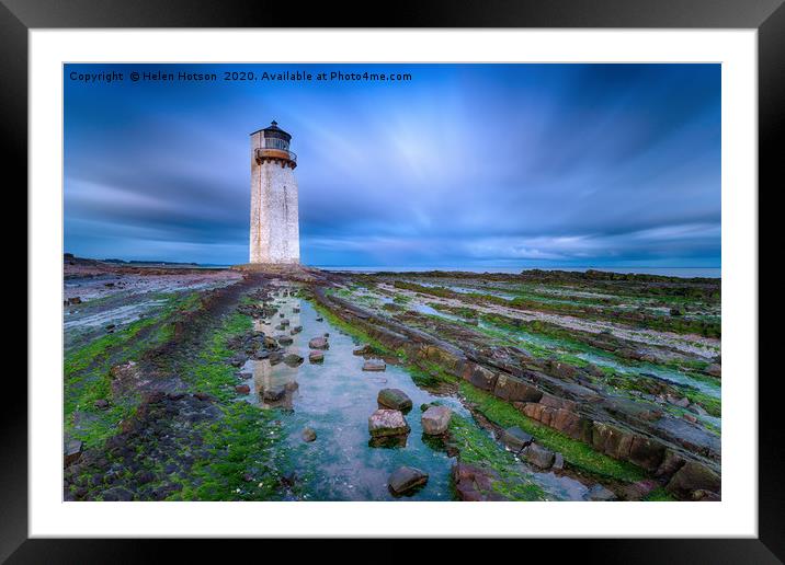Southerness Lighthouse at Dusk Framed Mounted Print by Helen Hotson