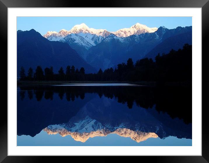 Mount Cook Reflected Framed Mounted Print by Liz Marshall