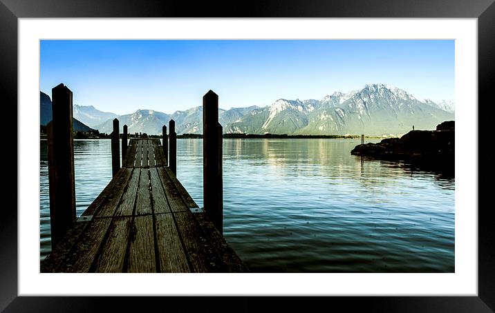 Pier on Lake Geneva Framed Mounted Print by Olavs Silis