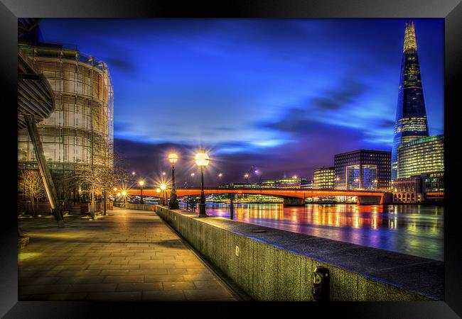 A HDR Walk by the Thames by night Framed Print by Olavs Silis