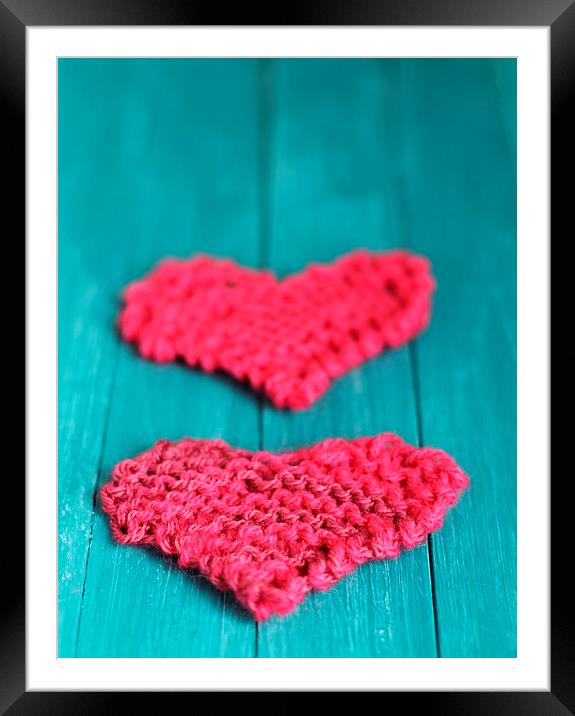 Knit my Hearts Framed Mounted Print by Emma Manners