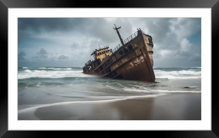 Shipwreck Framed Mounted Print by Bahadir Yeniceri