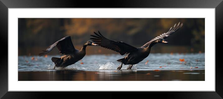 Black Swans Framed Mounted Print by Bahadir Yeniceri