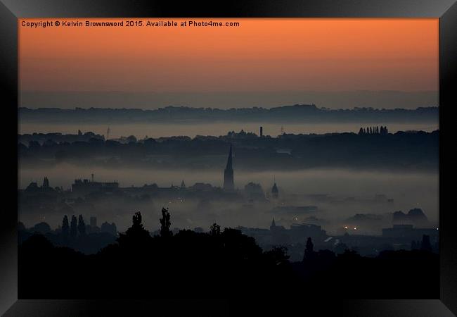  Crooked Spire in the Morning Mist Framed Print by Kelvin Brownsword