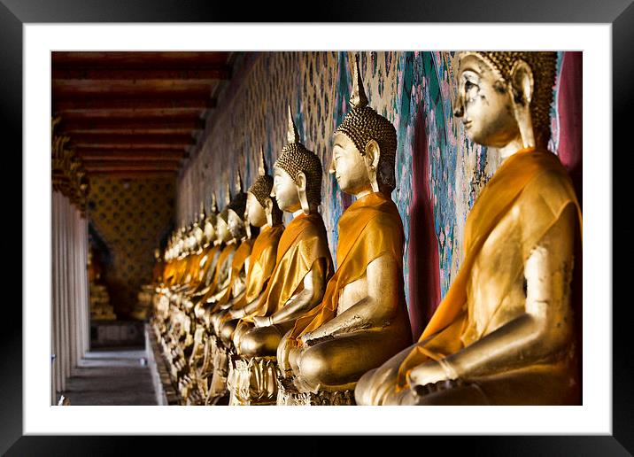 Golden Buddhas Framed Mounted Print by Mark Hughes
