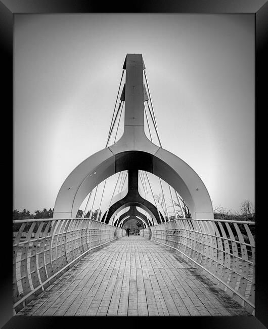 Solvesborg Pedestrian Bridge with Jogger Framed Print by Antony McAulay