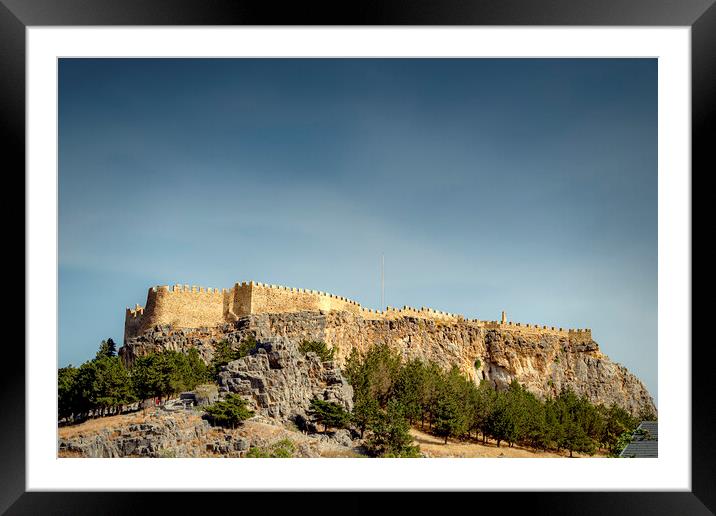 Rhodes Acropolis of Lindos Exterior View Framed Mounted Print by Antony McAulay