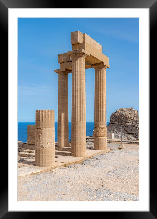 Rhodes Acropolis of Lindos Stoa of Psithyros Temple Ruins Framed Mounted Print by Antony McAulay