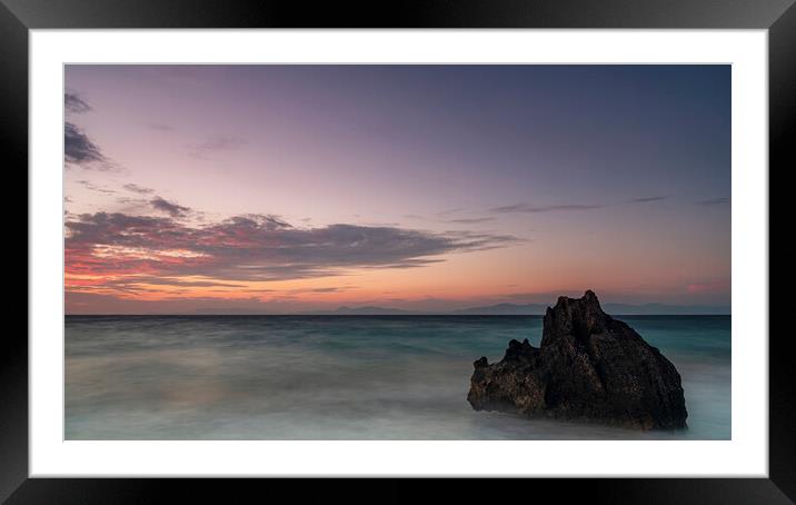 Rhodes Kato Petres Beach Sunset Framed Mounted Print by Antony McAulay