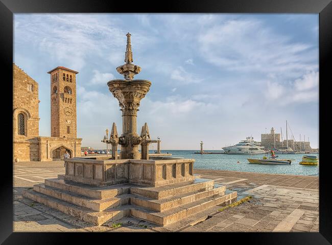 Rhodes Town Fountain Framed Print by Antony McAulay