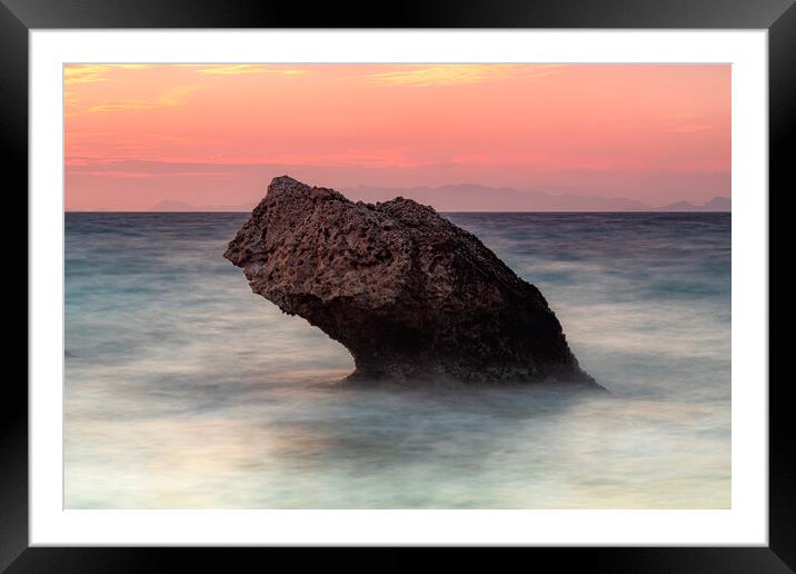 Rhodes Kato Petres Beach Large Rock Framed Mounted Print by Antony McAulay
