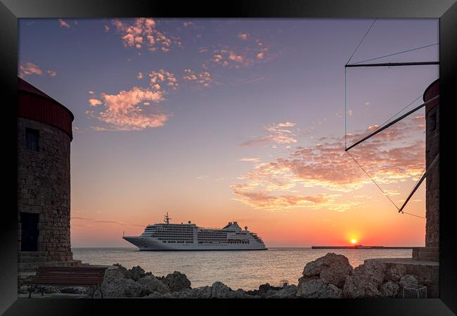 Rhodes Luxury Cruise Ship Framed Print by Antony McAulay