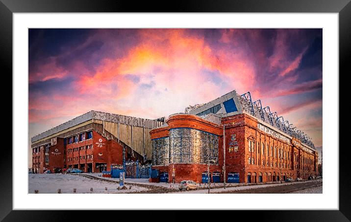 Rangers Ibrox Stadium Digital Painting Framed Mounted Print by Antony McAulay