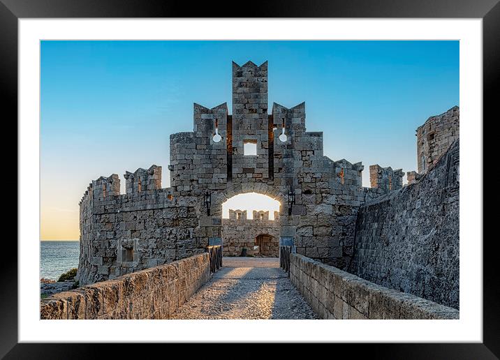 Rhodes Saint Pauls Gate Backlit Framed Mounted Print by Antony McAulay