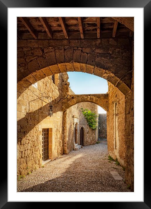 Rhodes Street of the Knights Alley Framed Mounted Print by Antony McAulay