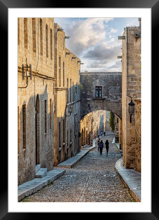 Rhodes Street of the Knights Archway Framed Mounted Print by Antony McAulay