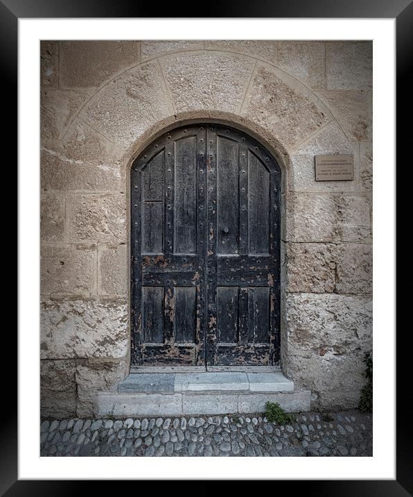 Rhodes Street of the Knights Door to Ministry of Culture Framed Mounted Print by Antony McAulay