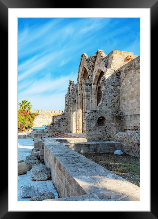 Rhodes Virgin of the Burgh Church Ruins Side View Framed Mounted Print by Antony McAulay