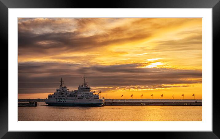 Helsingborg Hamlet Ferry Sunset Framed Mounted Print by Antony McAulay