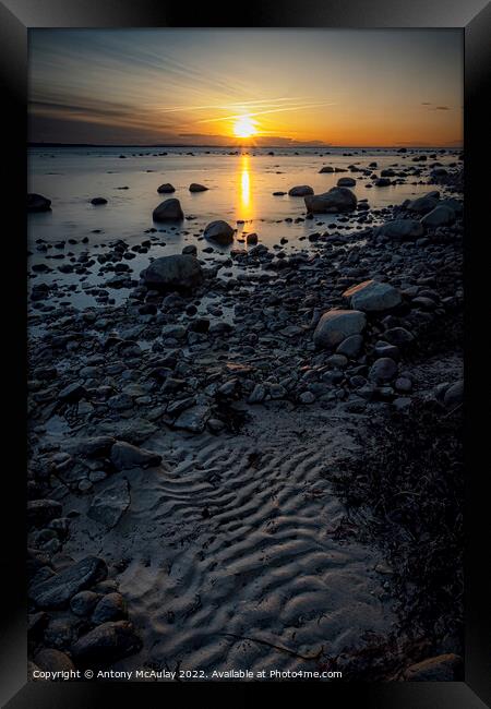 Hittarp Rocky Coastline at Sunset Framed Print by Antony McAulay