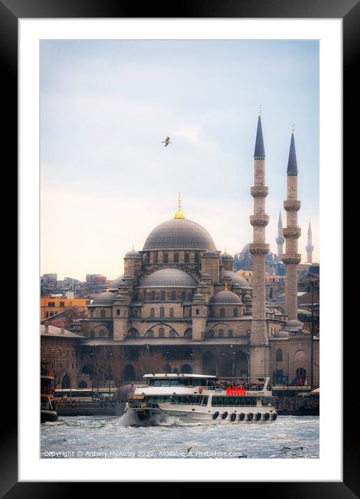 Istanbul Yeni Cami Mosque at Dusk Framed Mounted Print by Antony McAulay