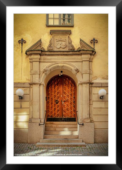Stockholm Gamla Stan Arched Wooden Door Framed Mounted Print by Antony McAulay