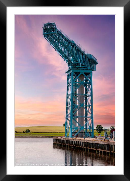 Clydebank Titan Crane at Sunset Framed Mounted Print by Antony McAulay