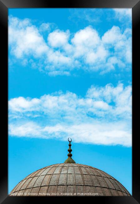 Istanbul Mosque Dome Blue Sky Framed Print by Antony McAulay