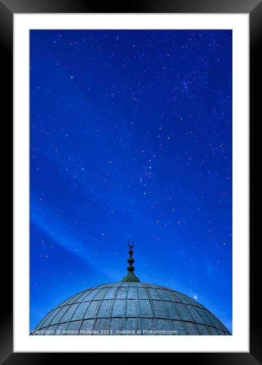 Istanbul Mosque Dome Starry Night Sky Framed Mounted Print by Antony McAulay