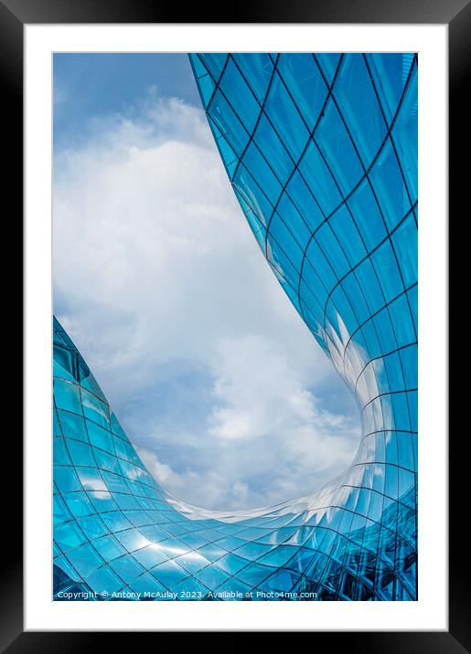 Malmo Emporia Blue Glass Feature Framed Mounted Print by Antony McAulay