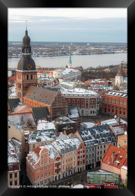 Riga Aerial View Framed Print by Antony McAulay
