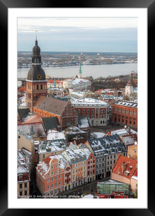 Riga Aerial View Framed Mounted Print by Antony McAulay