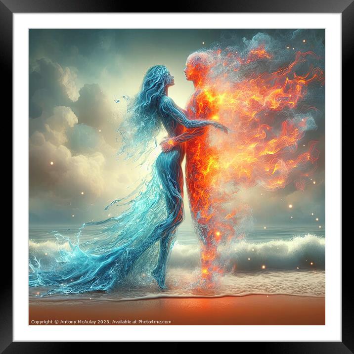 Fire and Water Embrace Framed Mounted Print by Antony McAulay