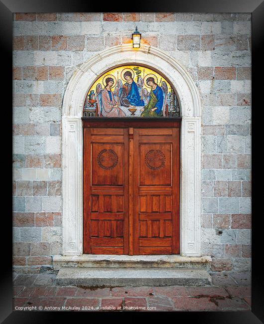 Budva Stari Grad Church Doors Framed Print by Antony McAulay